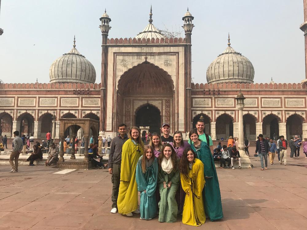 Group outside of Mosque in India.